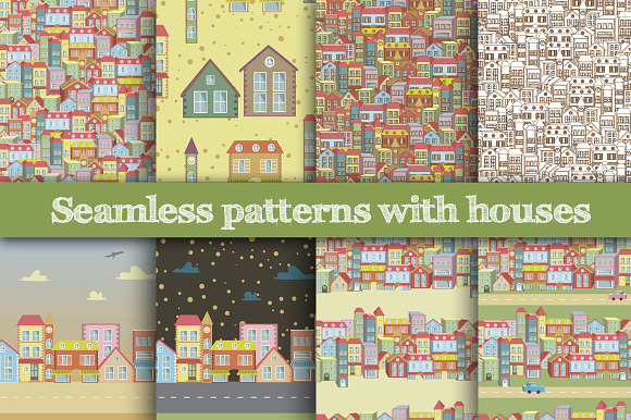 Seamless Patterns With Houses