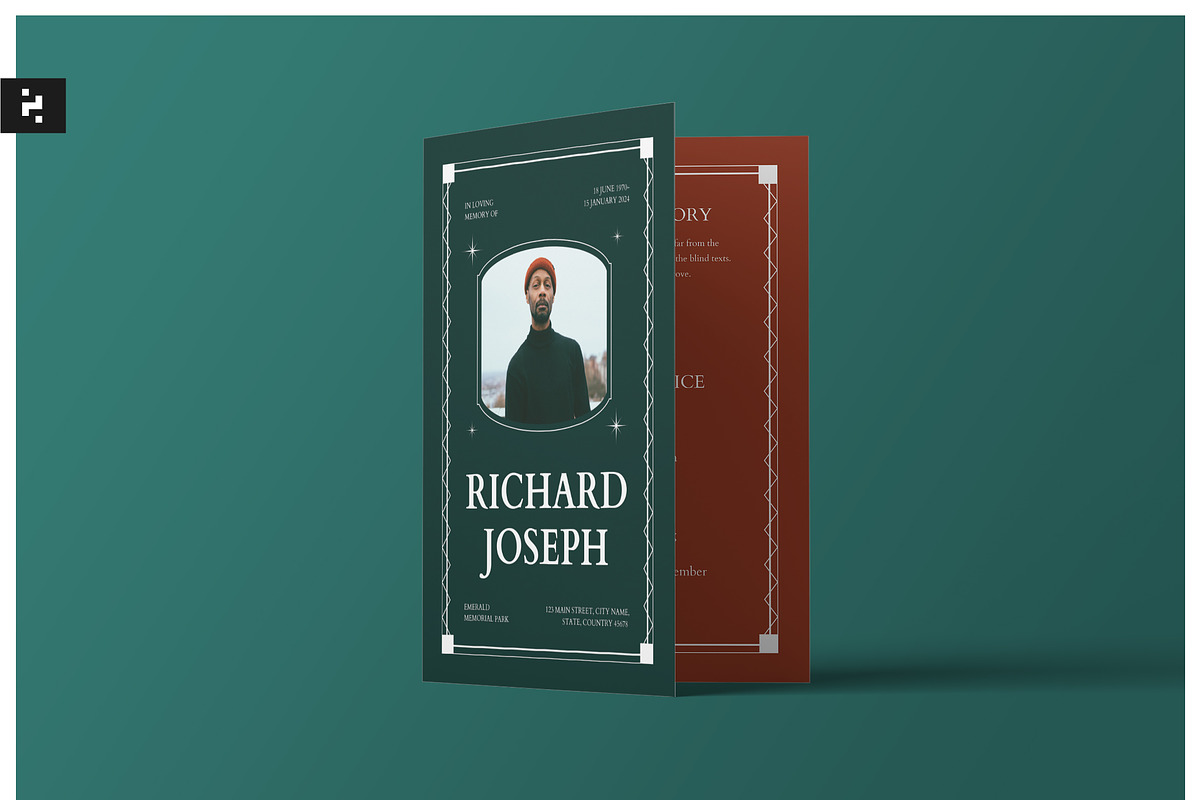 Minimal Framed Funeral Program, a Brochure Template by Neermana (Photo 1 of 3)