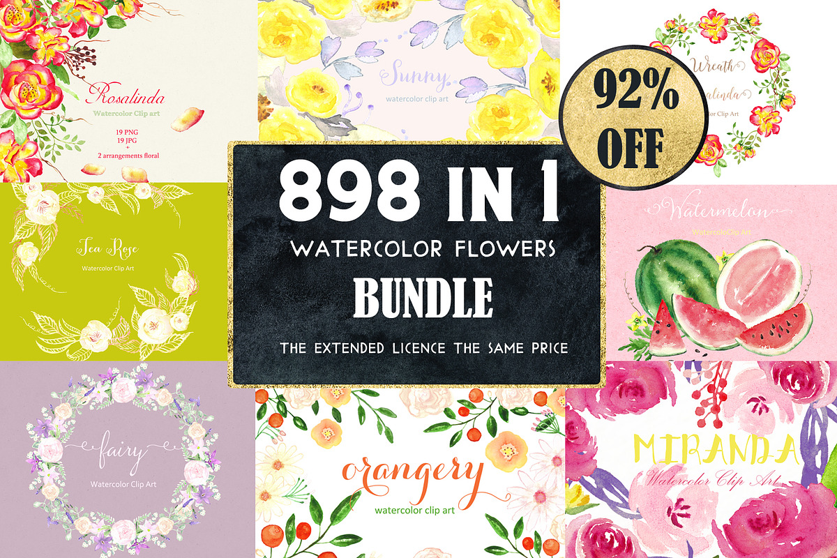 92% OFF Watercolor flowers BUNDLE, a Work Illustration by LABFcreations (Photo 4 of 8)