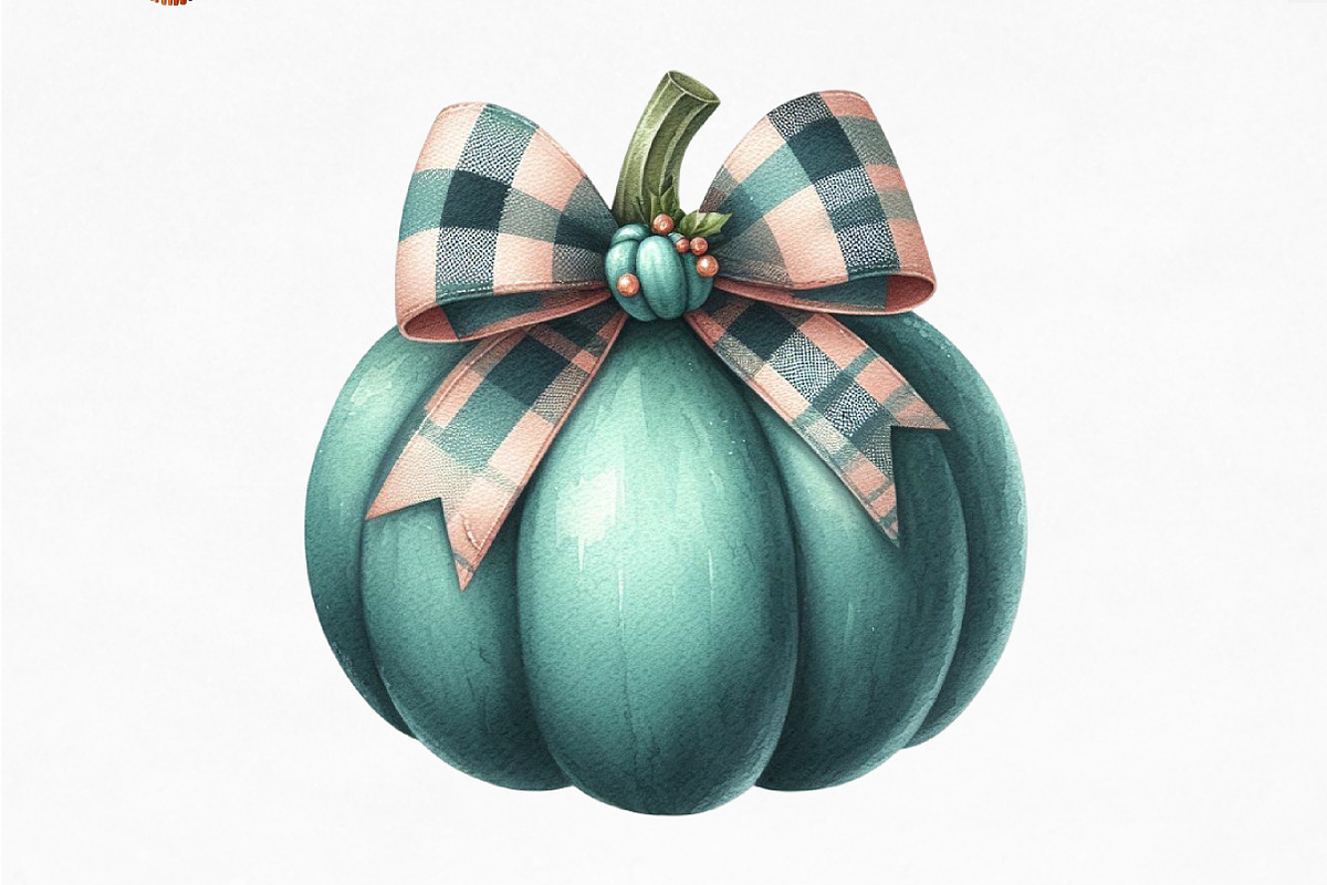 Watercolor Teal Pumpkins Clipart, an Illustration by Designking (Photo 4 of 4)