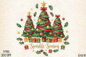 Sparkle Season Christmas Tree PNG, an Illustration by Designworld