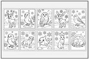 Winter Animals Coloring Pages, an Animal Illustration by Lamia Emad (Thumbnail 3 of 5)