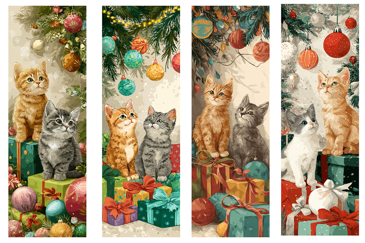 Christmas Cats Bookmarks Png, an Illustration by Designworld (Photo 2 of 4)