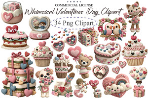 Whimsical Valentine's Day Clipart, an Illustration by designcity5