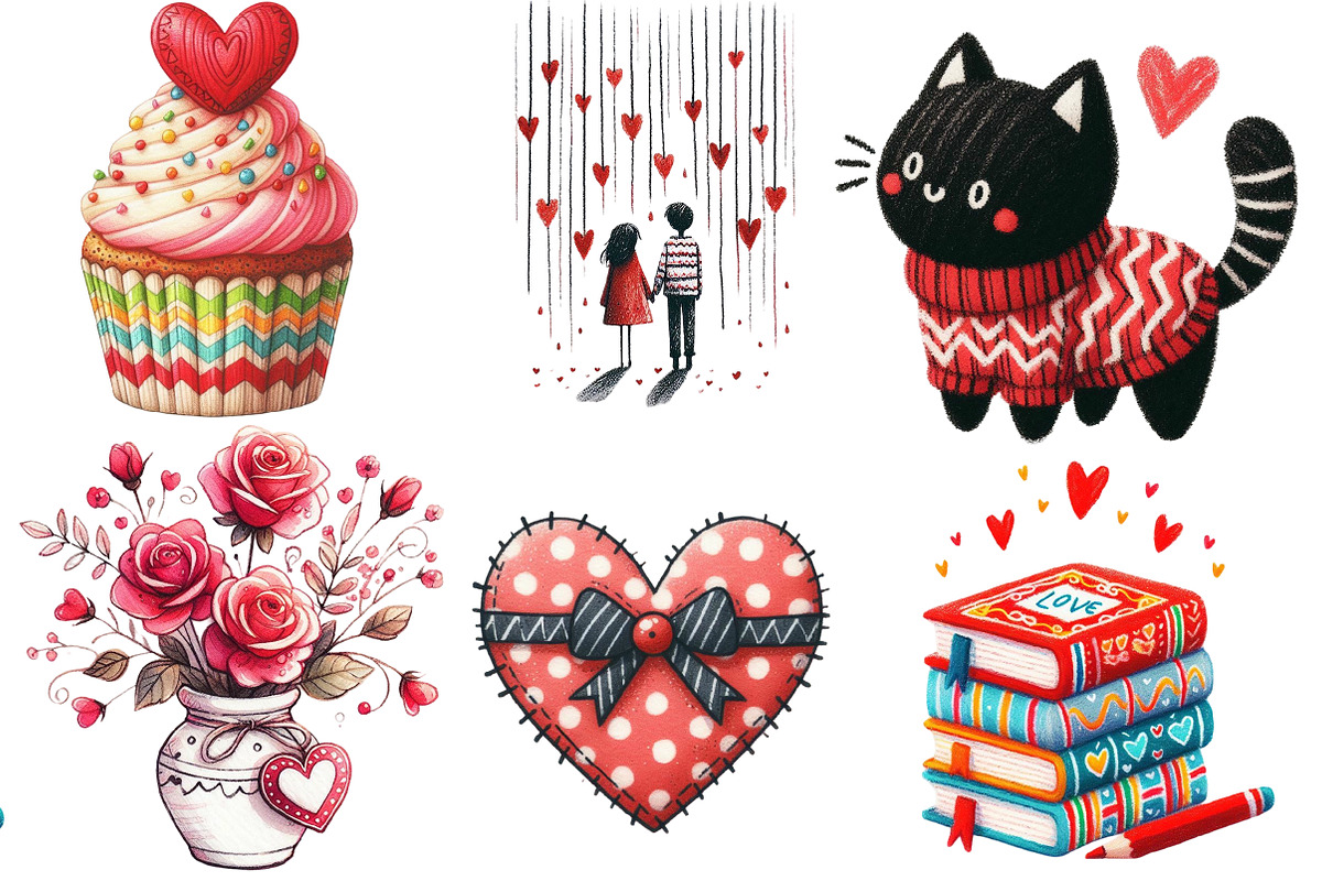 Hand Drawn Valentine's Day Clipart, an Illustration by Designworld (Photo 3 of 5)