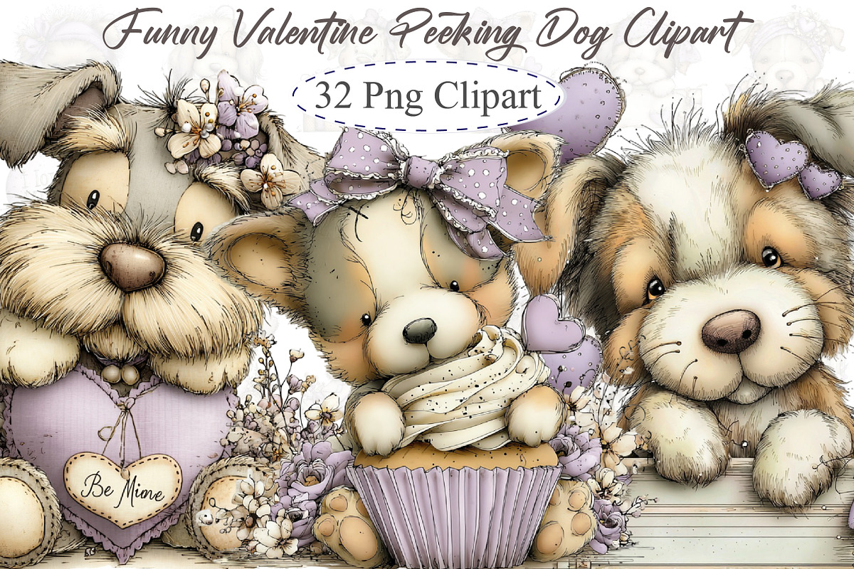 Funny Valentine Peeking Dog Clipart, an Illustration by designcity5 (Photo 1 of 5)