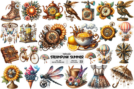 Steampunk Summer Clipart