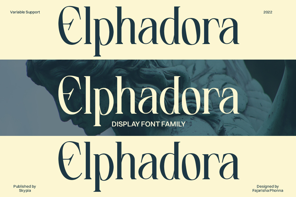 Elphadora Display Family, a Serif Font by Skypia (Photo 1 of 15)