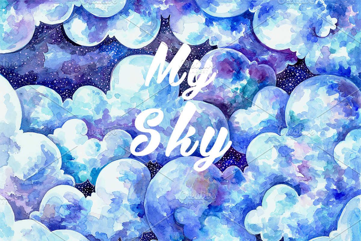 Watercolor cloudy sky background, a Texture Illustration by Librebird (Photo 4 of 4)