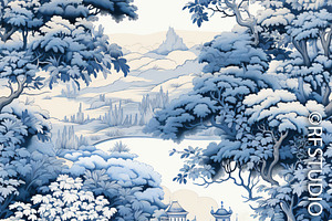 CALM SCENERY. Toile De Jouy Seamless