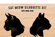 Meow Cat Clipart Silhouette SVG Set, an Animal Illustration by Gfx Expert Team (Thumbnail 1 of 3)