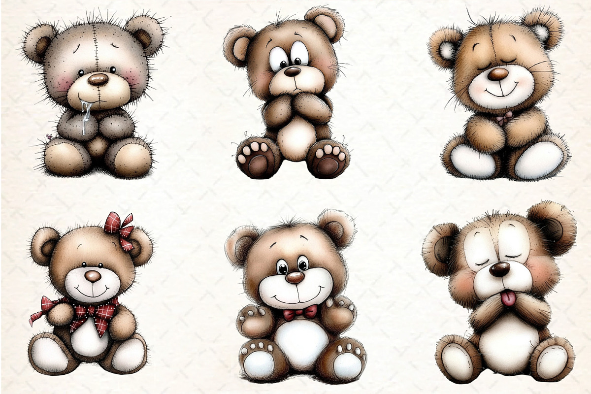 Cute Teddy Bear Emotions Clipart, an Illustration by DreamCafeArt (Photo 4 of 8)