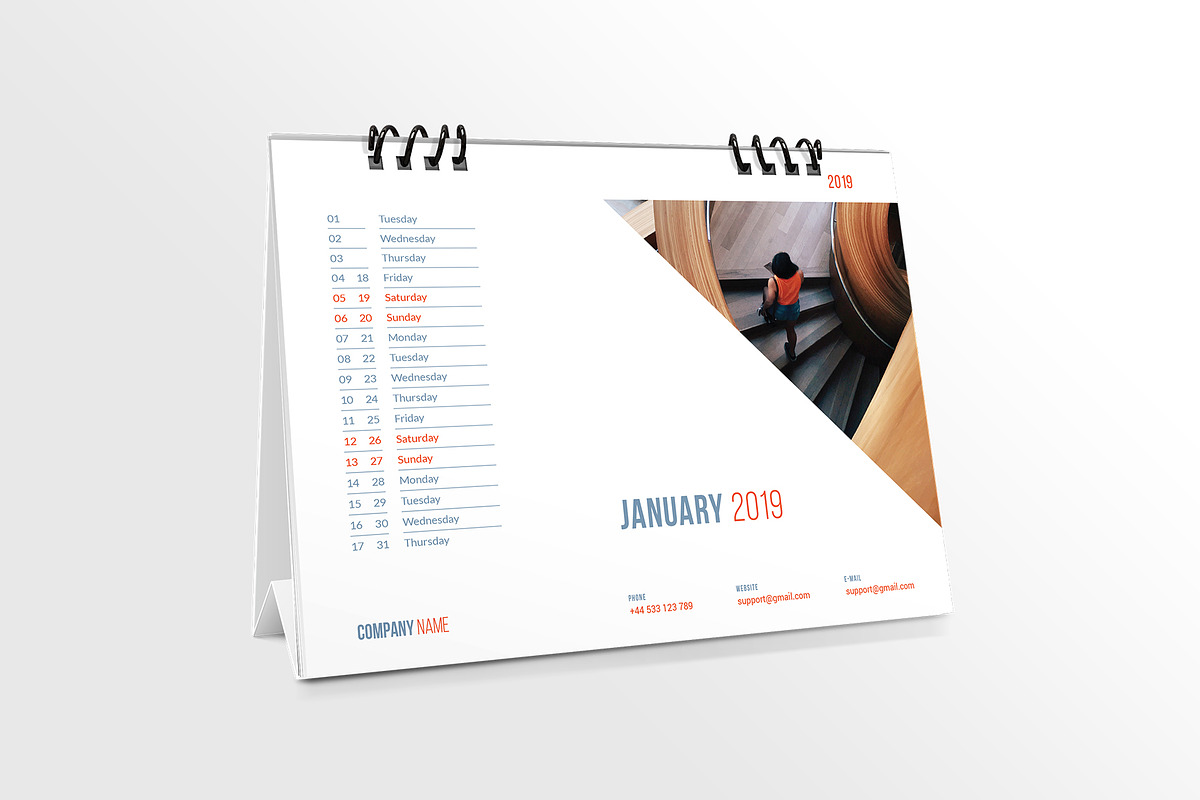 Desk Calendar for 2019, a Stationery Template by Vepix (Photo 2 of 10)