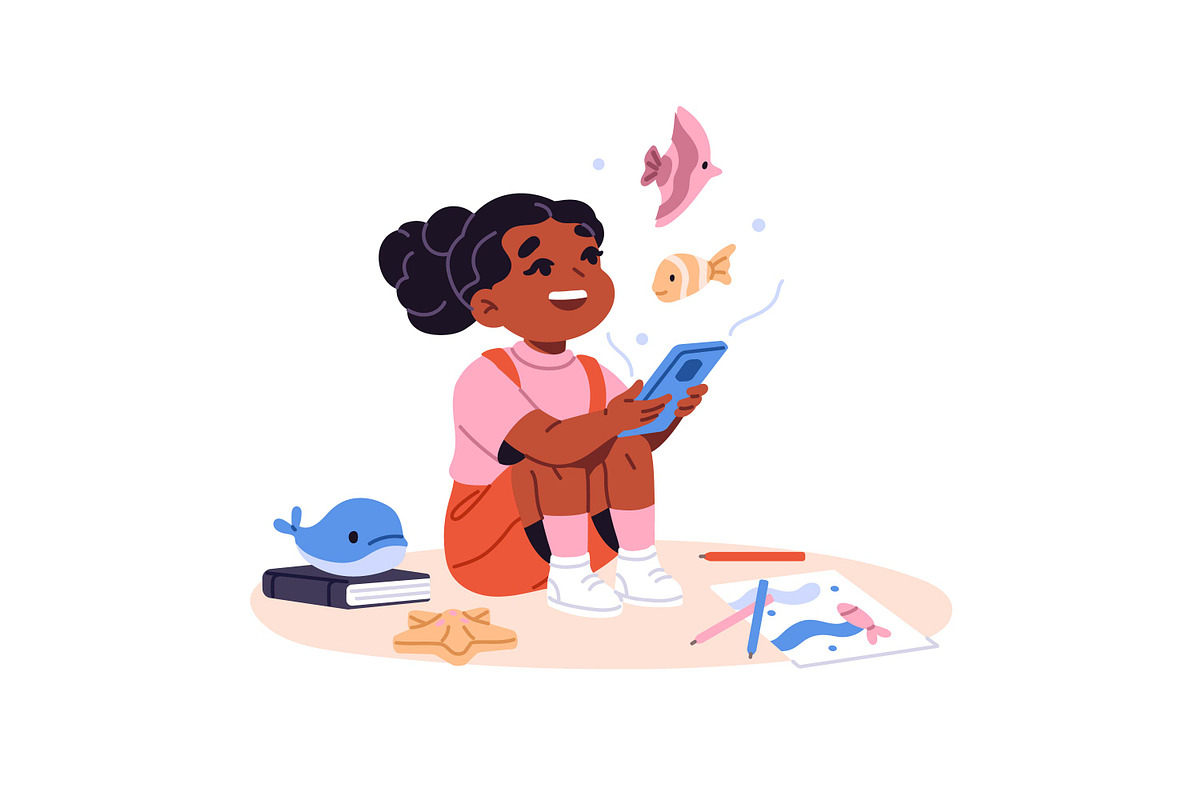 Happy, cute kids with gadgets set, a Person Illustration by PaperTrident (Photo 7 of 7)