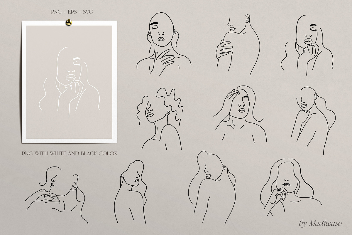 Woman body & flowers - line art set, a Person Illustration by Madiwaso (Photo 3 of 9)