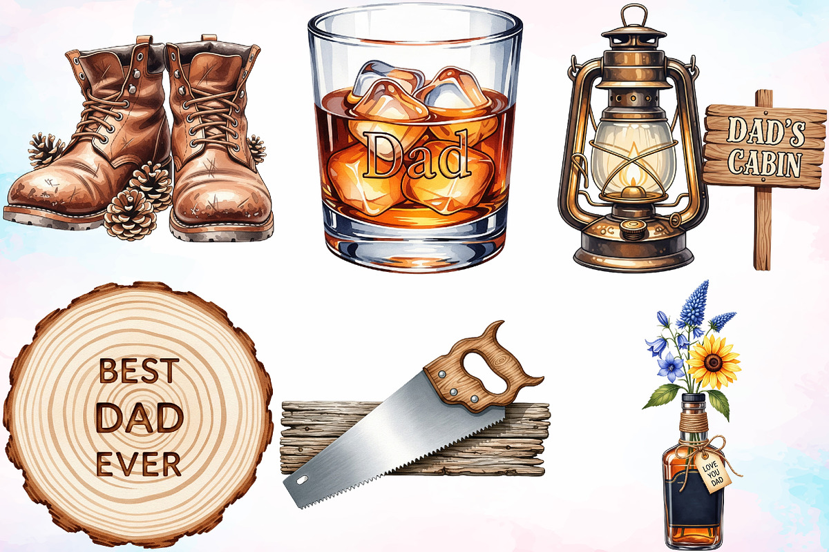 Watercolor Rustic Father's Day PNG, a Seasonal Illustration by Canvas Craft (Photo 2 of 8)