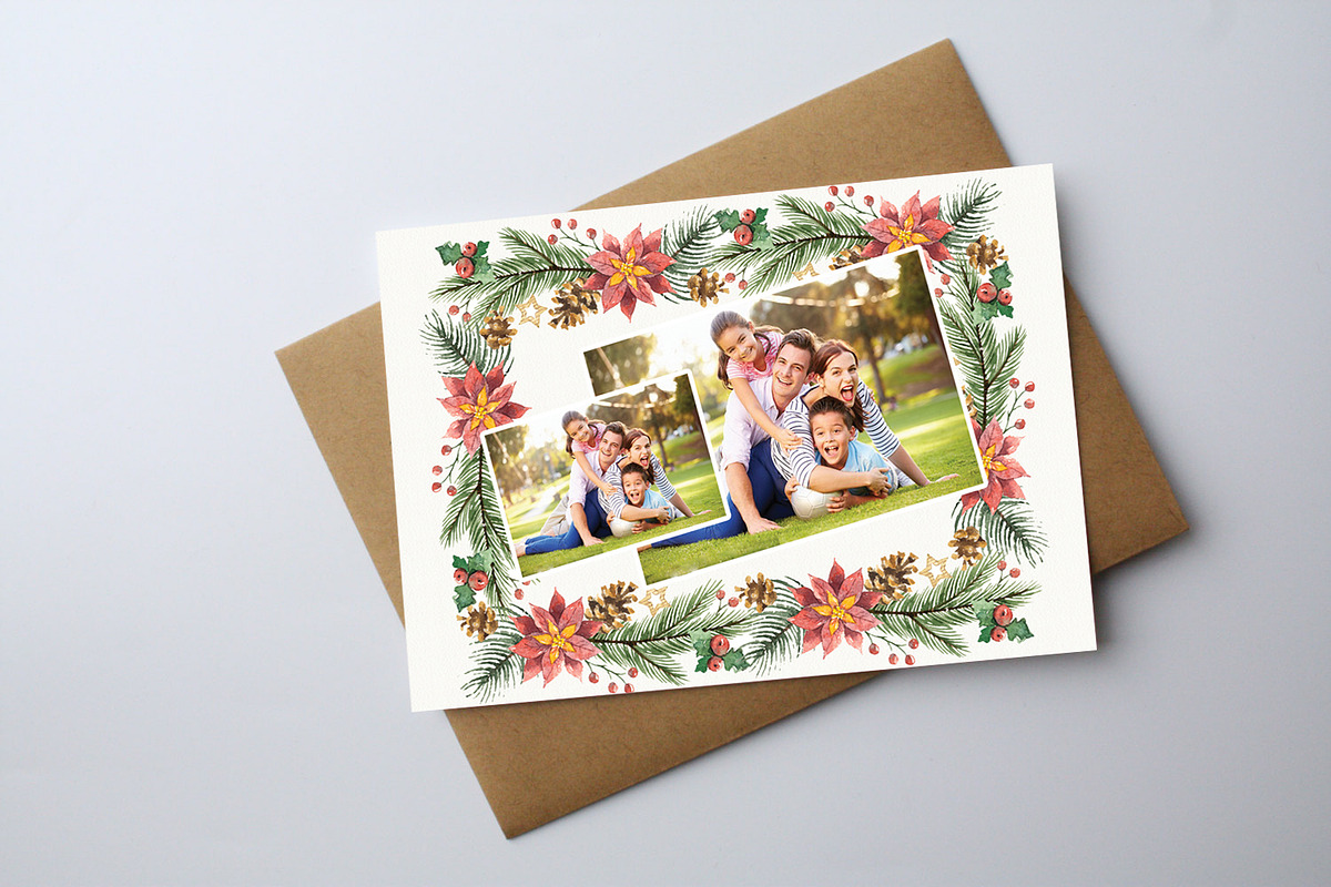 Water Color Merry Christmas Card, a Card Template by graphicforest (Photo 2 of 2)