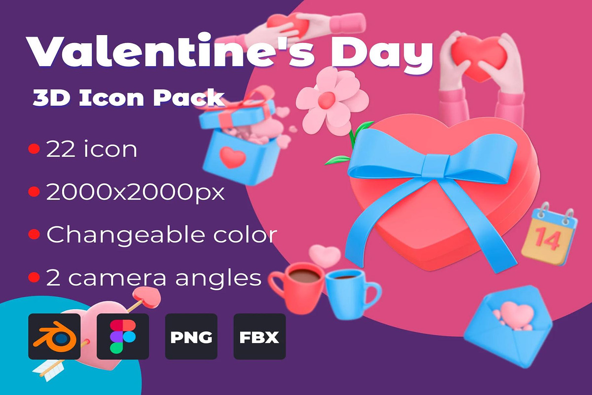 Valentine's Day 3D Icon Pack, an Emoji Icon by Creative Perspective (Photo 1 of 8)