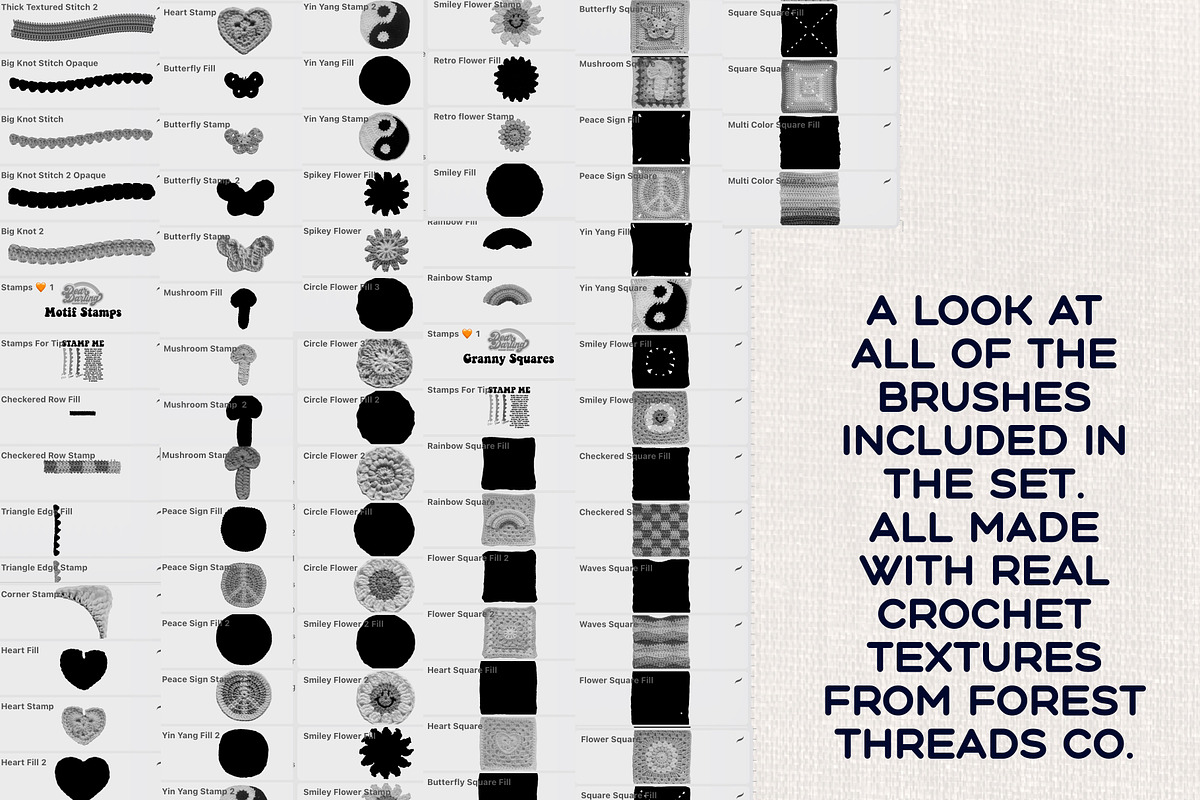 Crochet Brushes for Procreate, a Brush Add-On by Dear Darling Design (Photo 12 of 12)