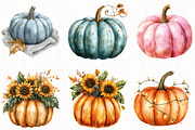 Watercolor Autumn Pumpkin Clipart, an Illustration by OK Design (Thumbnail 5 of 5)