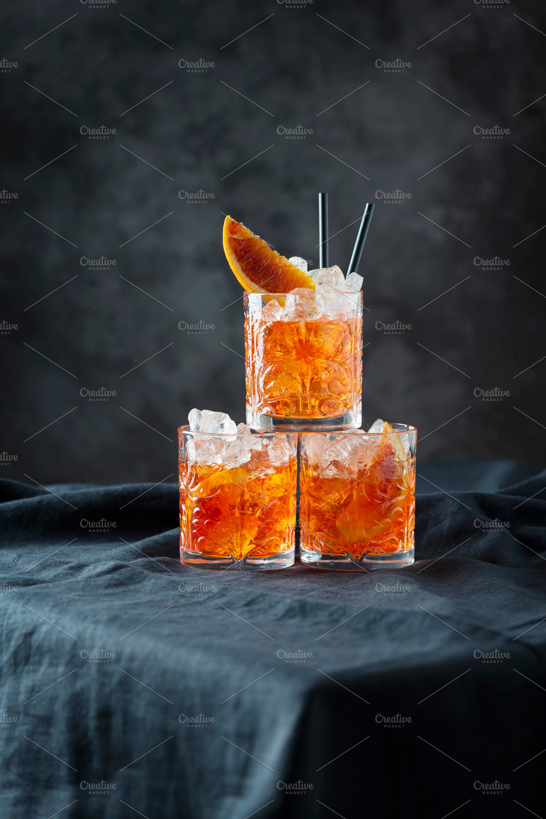 Italian traditional cocktail Aperol Spritz with orange, a Food & Drink Photo by oxana.denezhkina