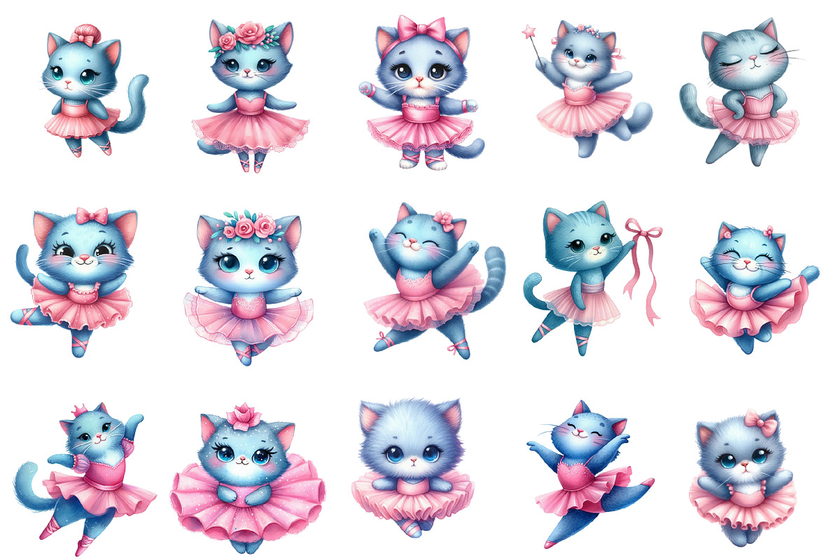 Blue Cat Ballerina Clipart, an Illustration by Designworld (Photo 2 of 5)