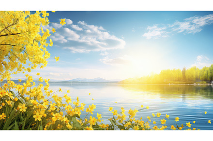 sky fresh yellow sunlight riverside, a Nature Photo by pikepicture