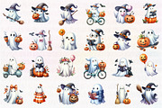 Cute Ghost Halloween Clipart, an Illustration by CreationArt (Thumbnail 2 of 5)