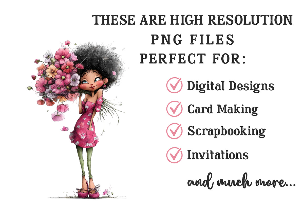 Whimsical Floral Girl Clipart, an Illustration by OK Design (Photo 6 of 6)