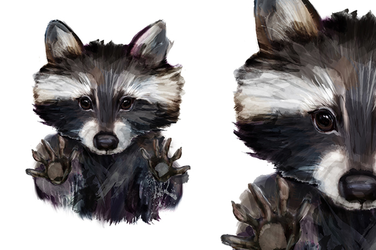 Set racoon fineart .4 styles, an Animal Illustration by art_mouse (Photo 6 of 7)