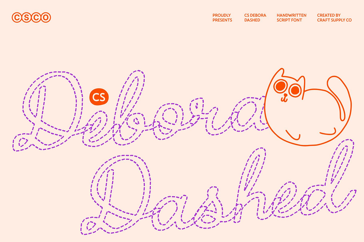 CS Debora Dashed, a Script Font by Craft Supply Co. (Photo 1 of 8)