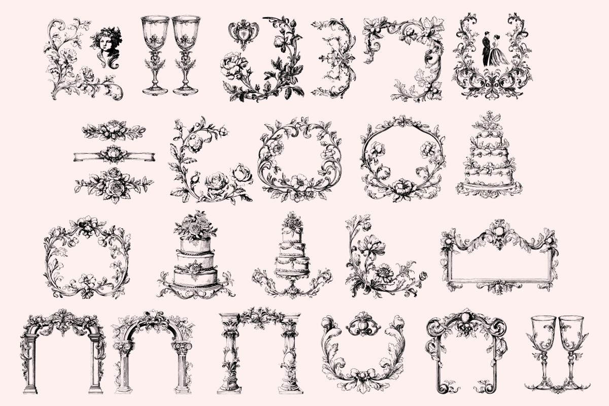 300 Baroque Wedding elements, a Decorative Illustration by Nocturnal Wolf (Photo 9 of 14)