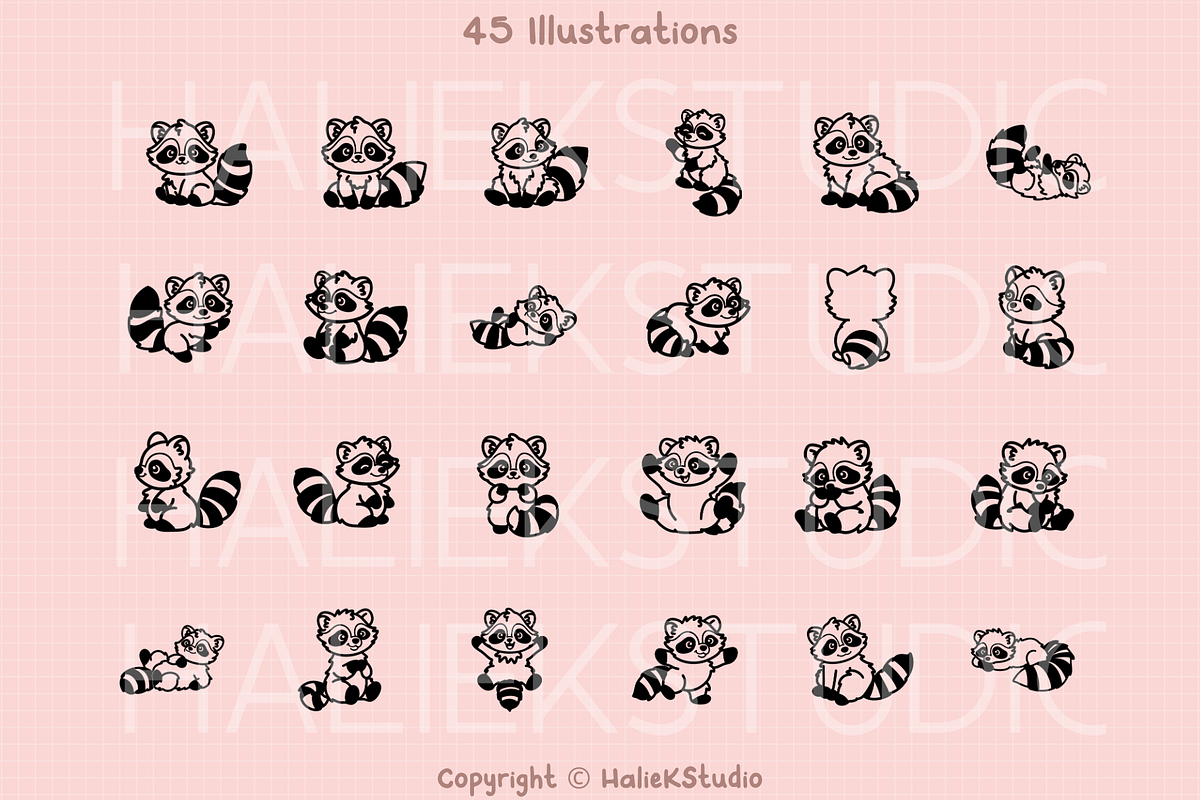 Raccoons SVG Illustrations, an Animal Illustration by HalieKStudio (Photo 2 of 9)