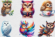 Watercolor Baby Owl Clipart, an Illustration by Black Bird Studio (Thumbnail 2 of 4)
