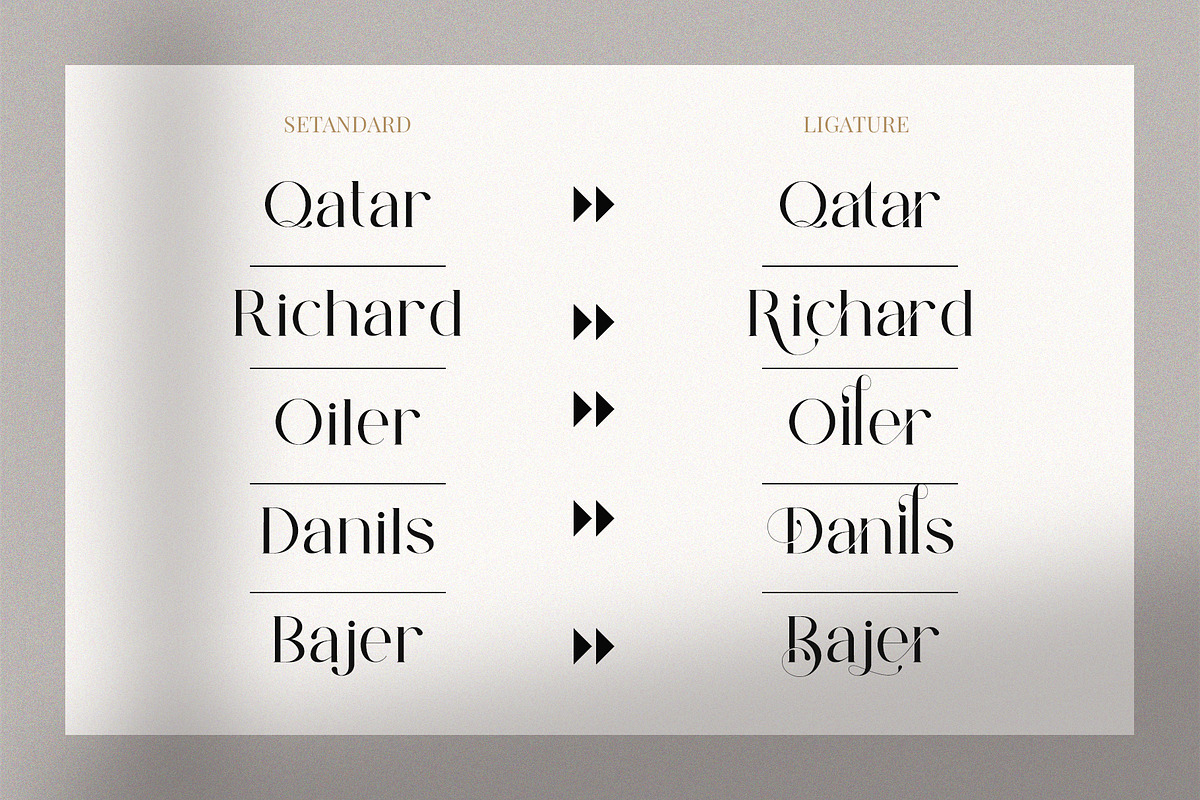 Baginda - Modern Ligature Typeface, a Serif Font by BOOSH Studio (Photo 9 of 14)