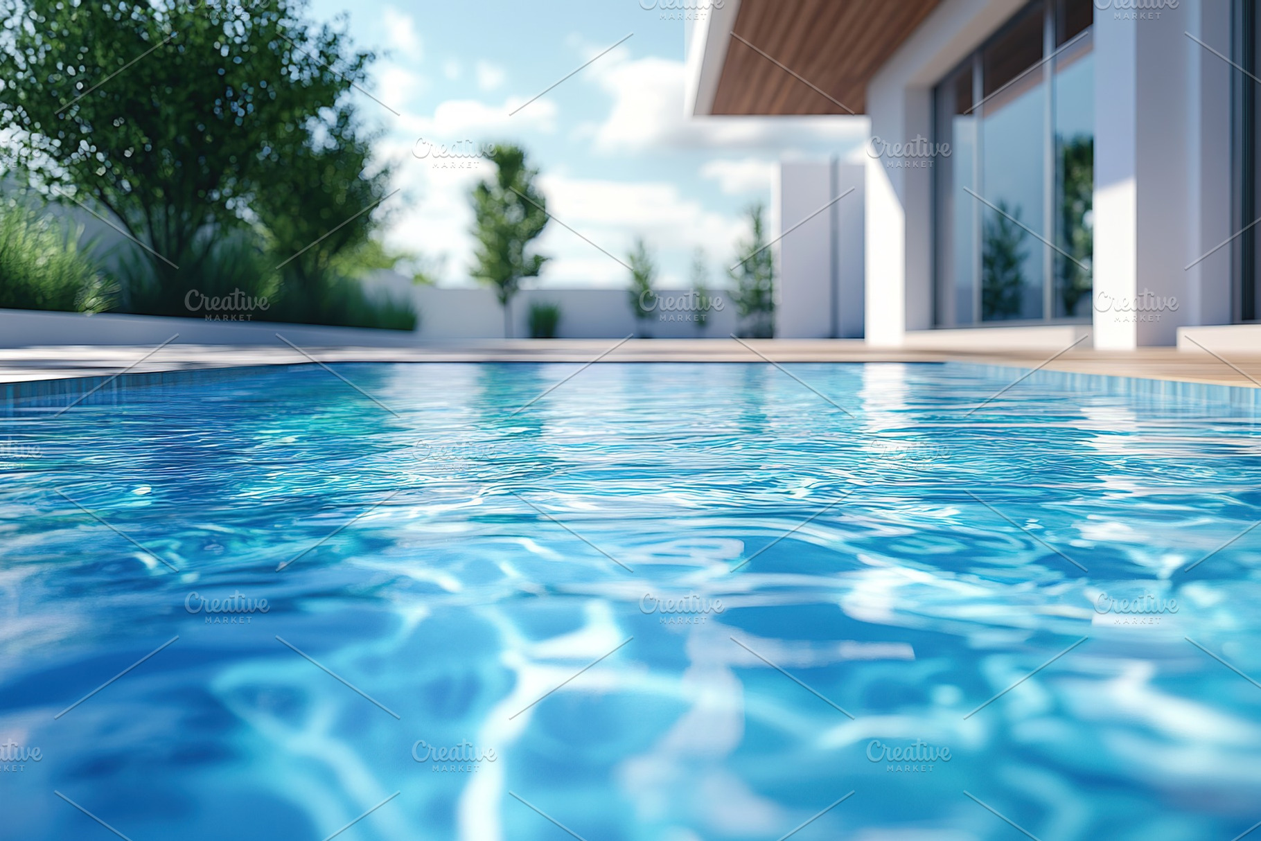 Smooth water surface in blue swimming pool, a Nature Photo by AlyaAnd