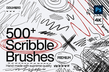 500+ Scribble Photoshop Brushes ABR, a Brush Add-On by PremiumMockup