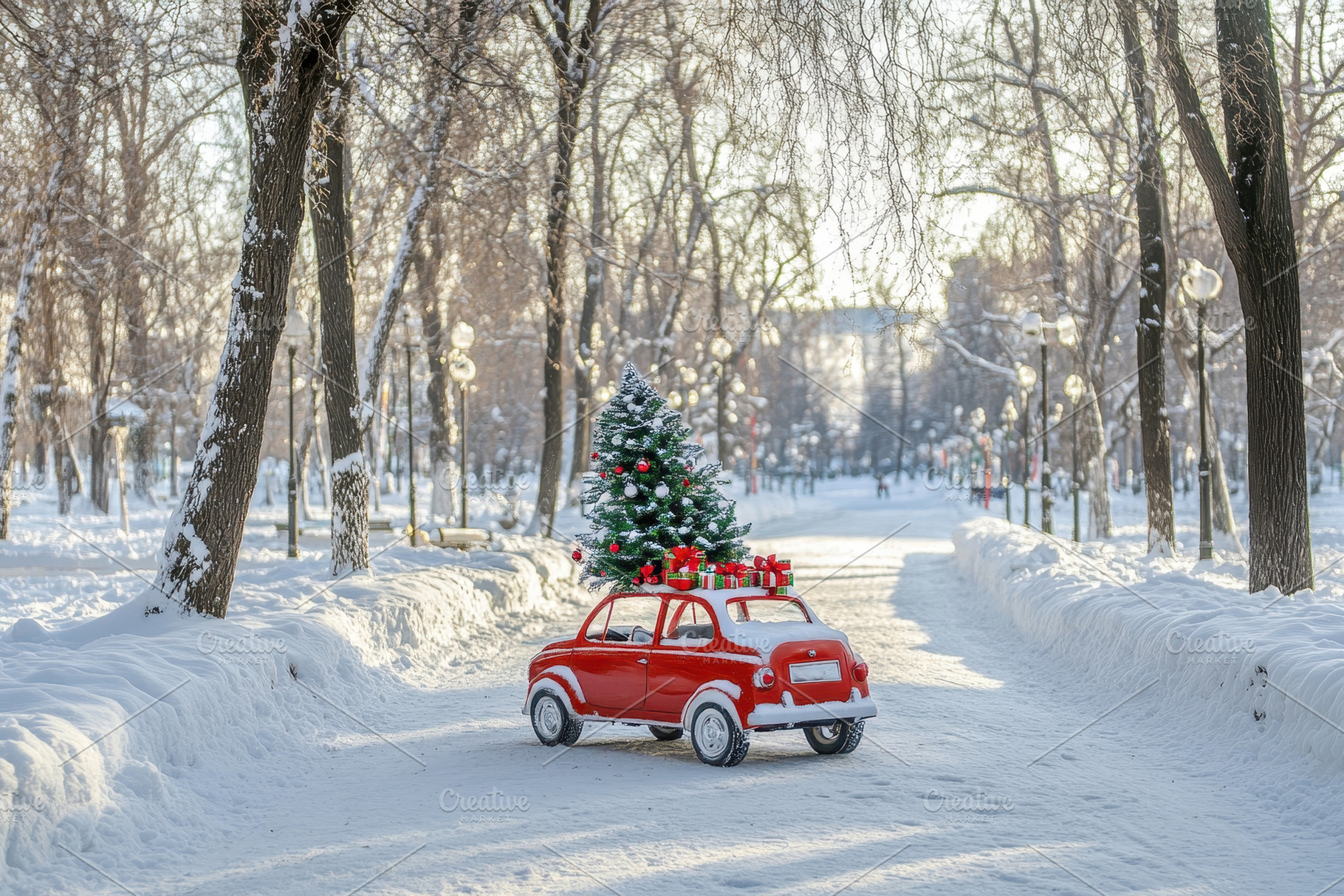 Holiday spirit captured in a snowy p, a Photo by Tanuart