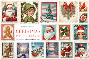 Christmas Postage Stamps, an Illustration by Designworld