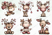 Watercolor Christmas Reindeer Bundle, an Illustration by Creative Art (Thumbnail 2 of 9)