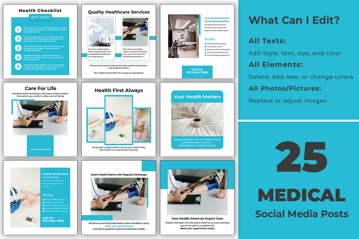 Clinic | 25 Posts | Instagram Posts, a Social Media Template by Mohammad Sarfaraz (Photo 2 of 5)