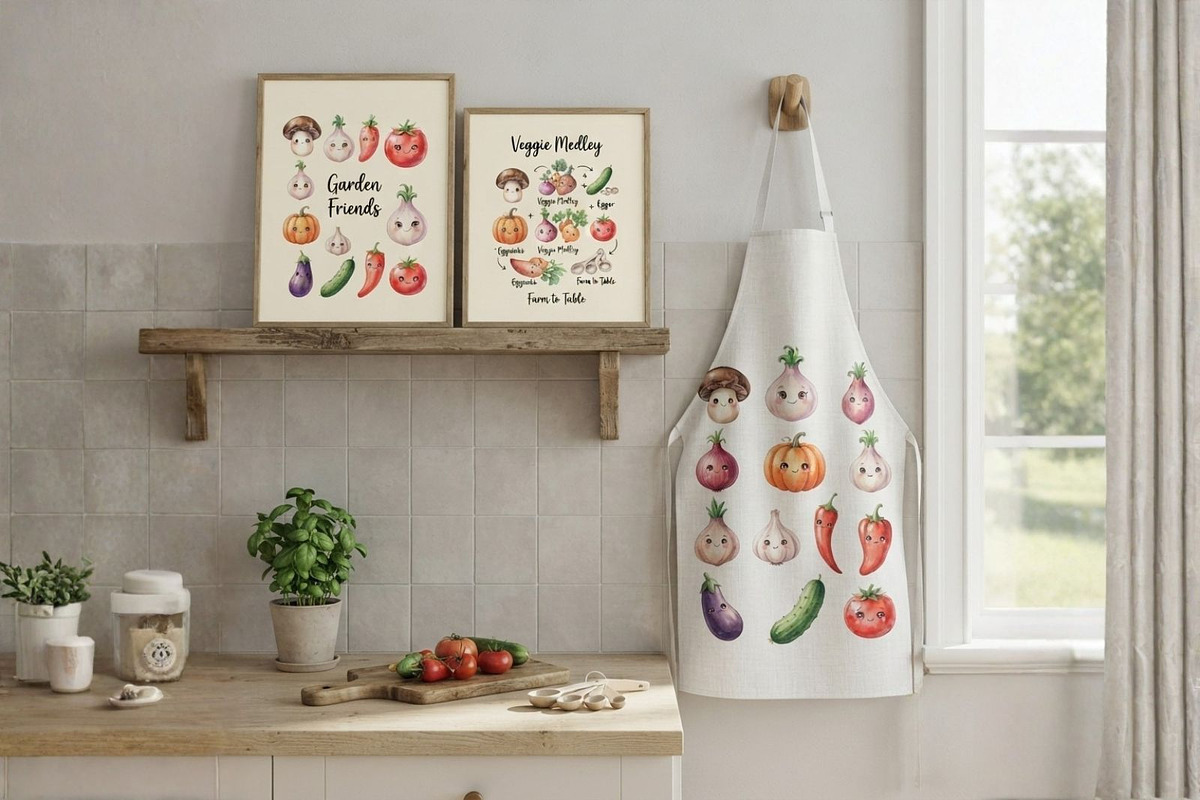 Cute Vegetable Clipart Bundle, a Decorative Illustration by Arslan (Photo 9 of 9)