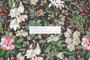 Mystery. Elegant Botanical Pattern