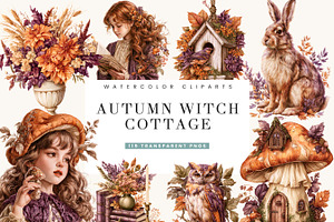 Autumn Witch Cottagecore Clipart