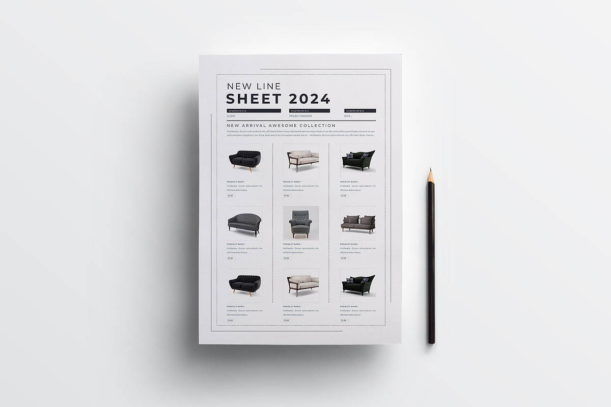 Line Sheet Bundle | Word & Indesign, a Stationery Template by obayes (Photo 8 of 17)