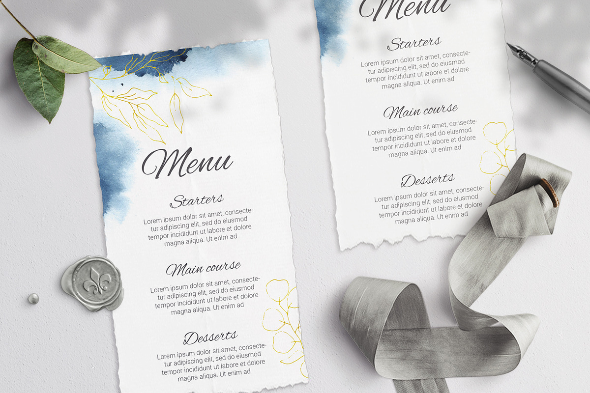 Indigo Wedding Invitation Siute, an Invitation Template by Nebbia (Photo 3 of 6)