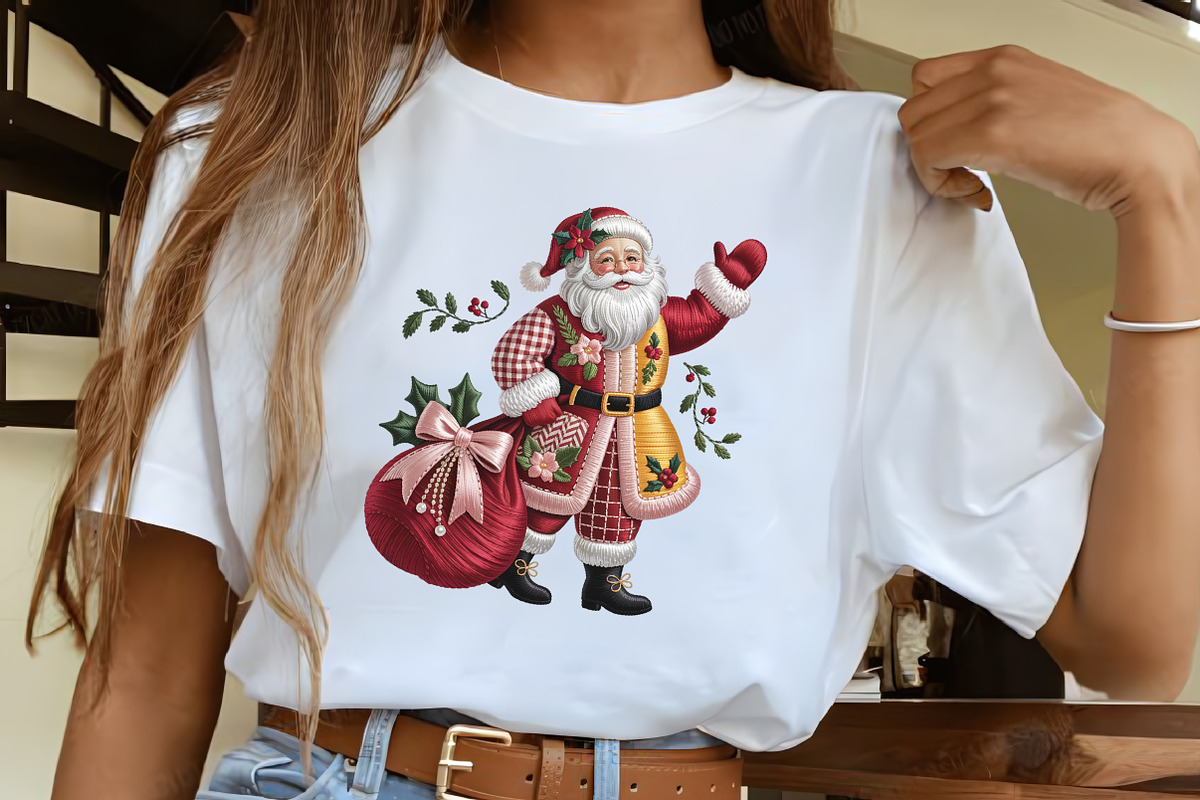 Faux Embroidery Waving Santa Claus C, an Illustration by CrexoraLab (Photo 3 of 4)