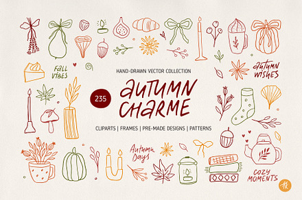 Autumn Charme Hand Drawn Doodle Set