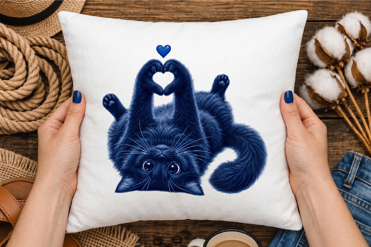Cute Purple Cat Heart Paws Love, a Seasonal Illustration by designcity5 (Photo 3 of 4)