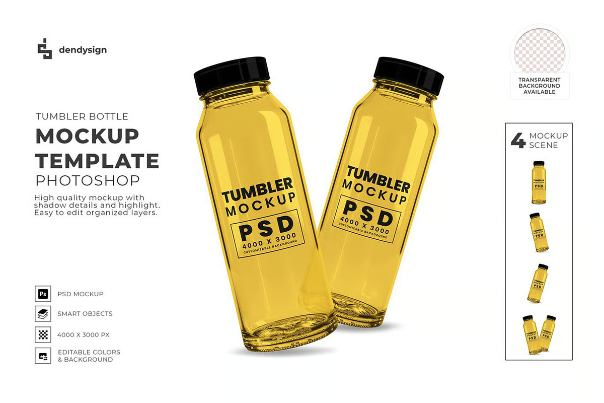 Tumbler Bottle Mockup Template, a Household Mockup by DesignRushMarket (Photo 1 of 5)